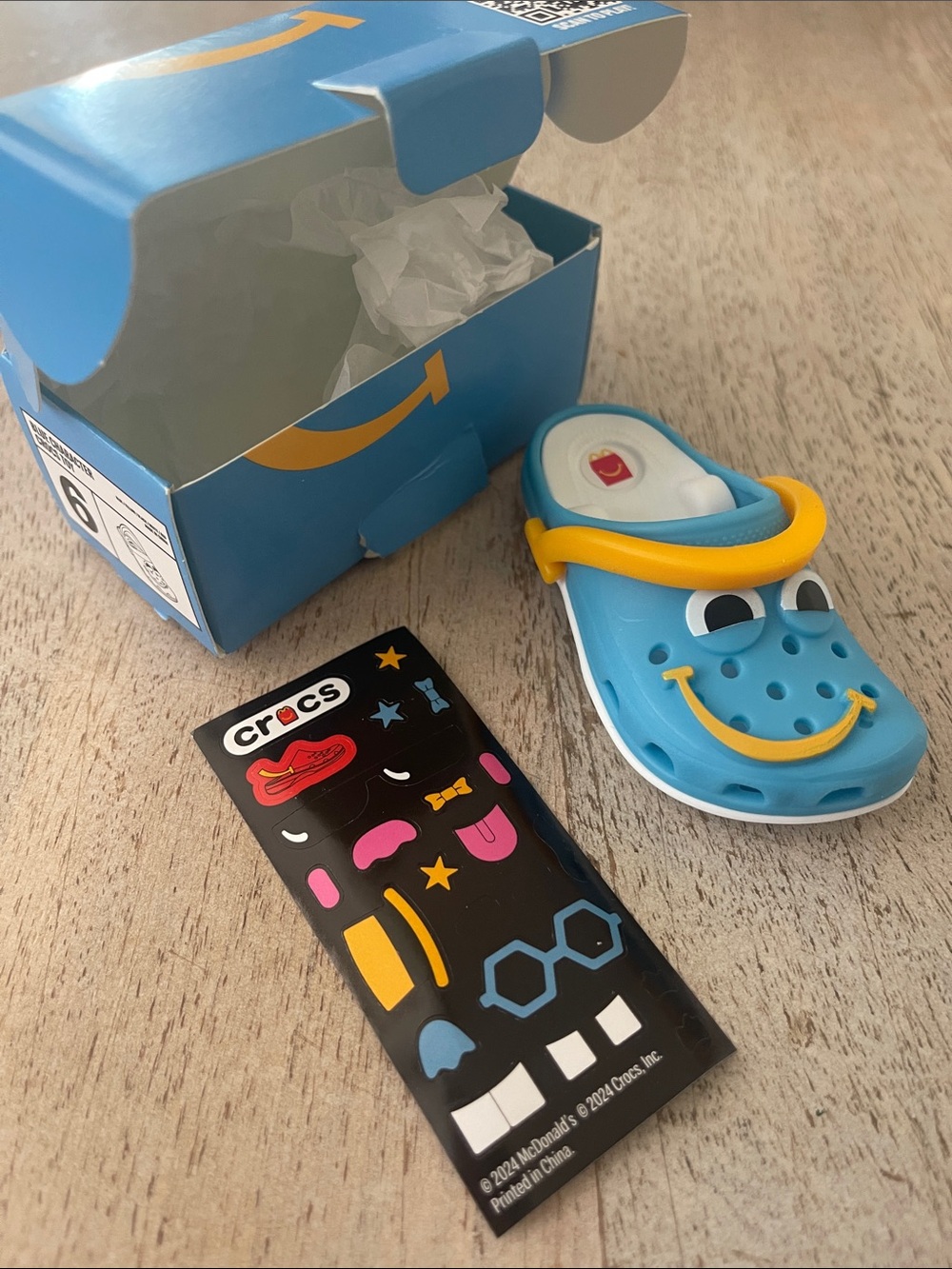 CROCS Blue Clog Charm with Yellow Strap and Smiley Face Mc Donald’s collection